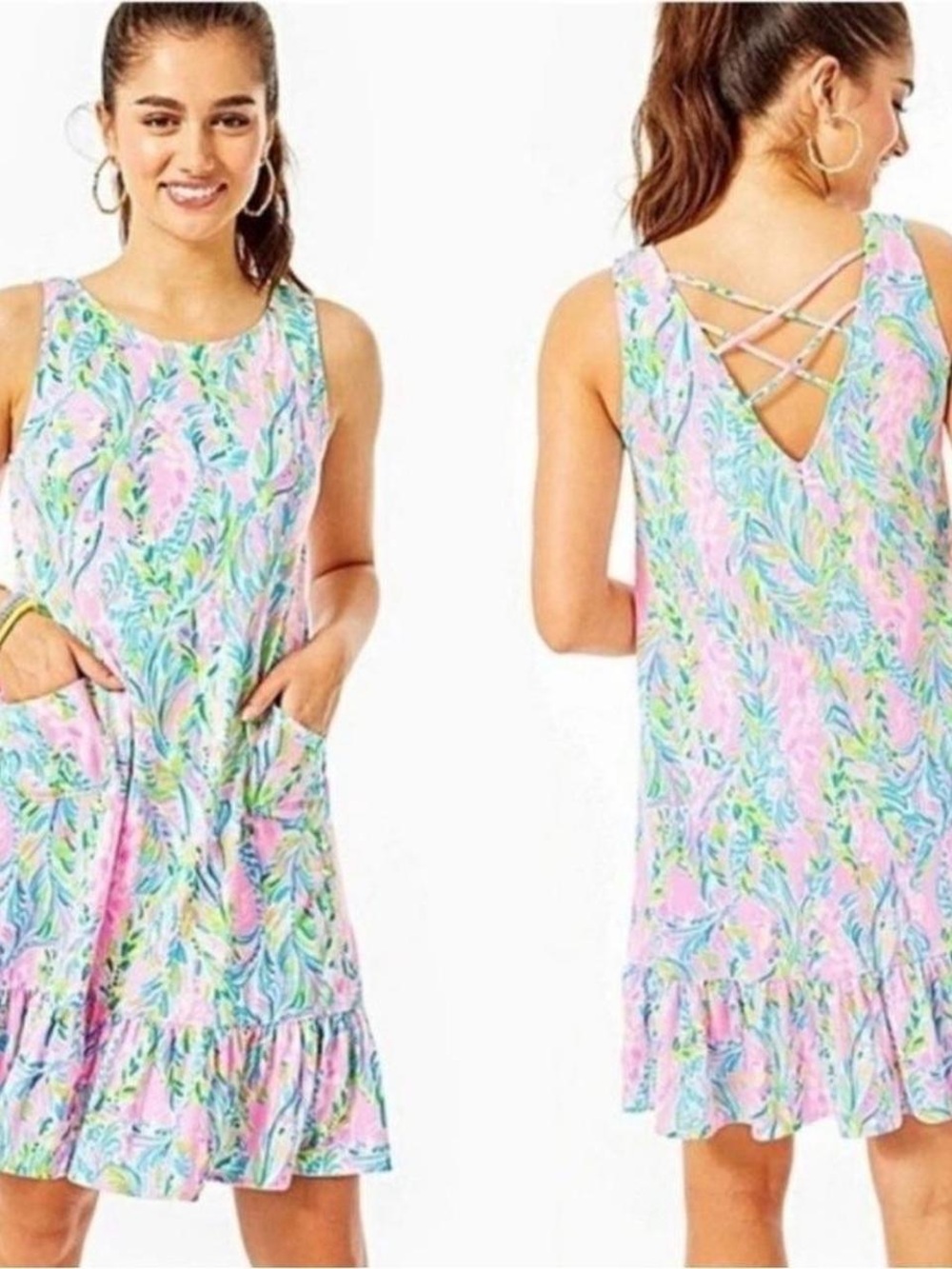 Lilly Pulitzer Kristen Flounce Dress in Unicorn of the Sea Mini Dress - Picture 2 of 6